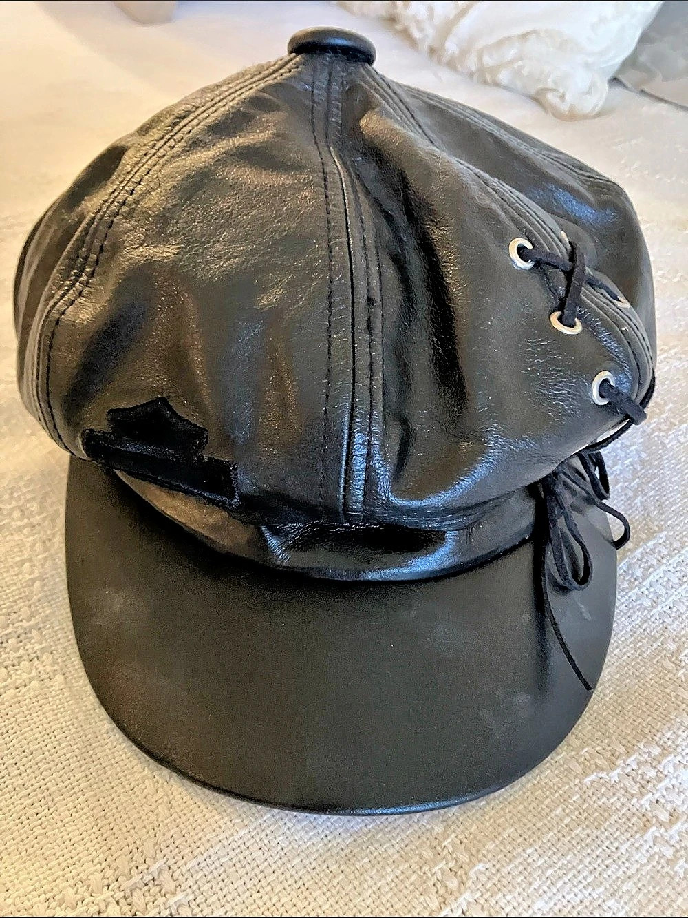 Harley-Davidson Leather-Look Lace-Up Cap Black Medium